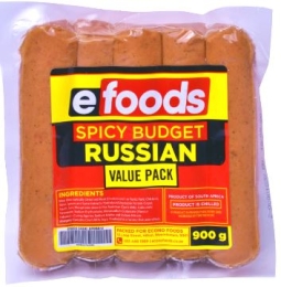 EFOODS BUDGET LONG SPICY PORK RUSSIANS (CHILLED)