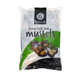 HALF SHELL MUSSELS (MIXED GRADED SIZES) (FROZEN)